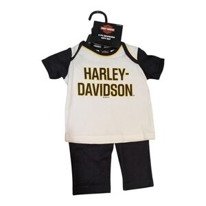 Harley-Davidson Baby Boy 3 Piece Outfit Gift Set NWT Size 3-6M Shirt Pants Cap